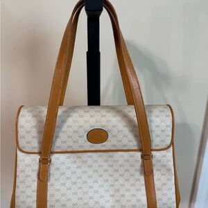 Gucci Micro Logo Tan and Cream Shoulder Bag